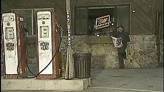 Retro Black-haired With Big Fun Bags Deep-throats And Fucks Dudes By The Car
